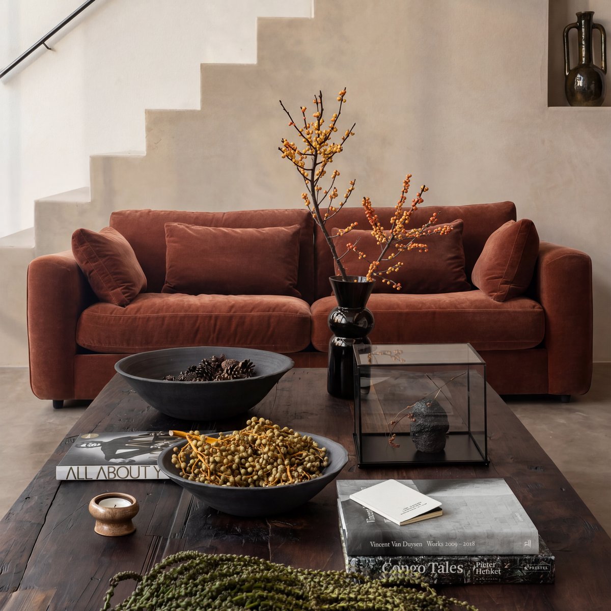 Canapé 3 places en chenille CHUNKY brun, VTWONEN