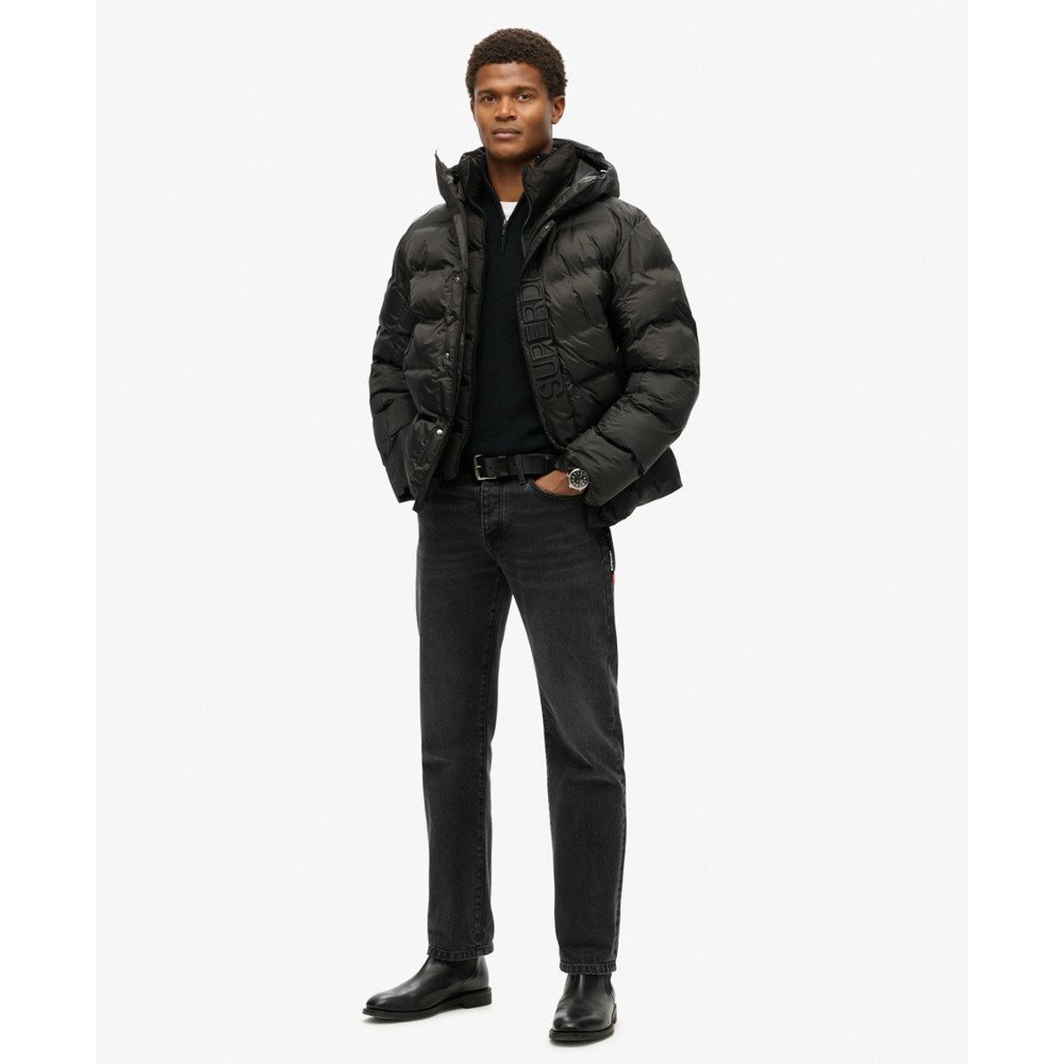 Doudoune à capuche City Graphic noir, SUPERDRY