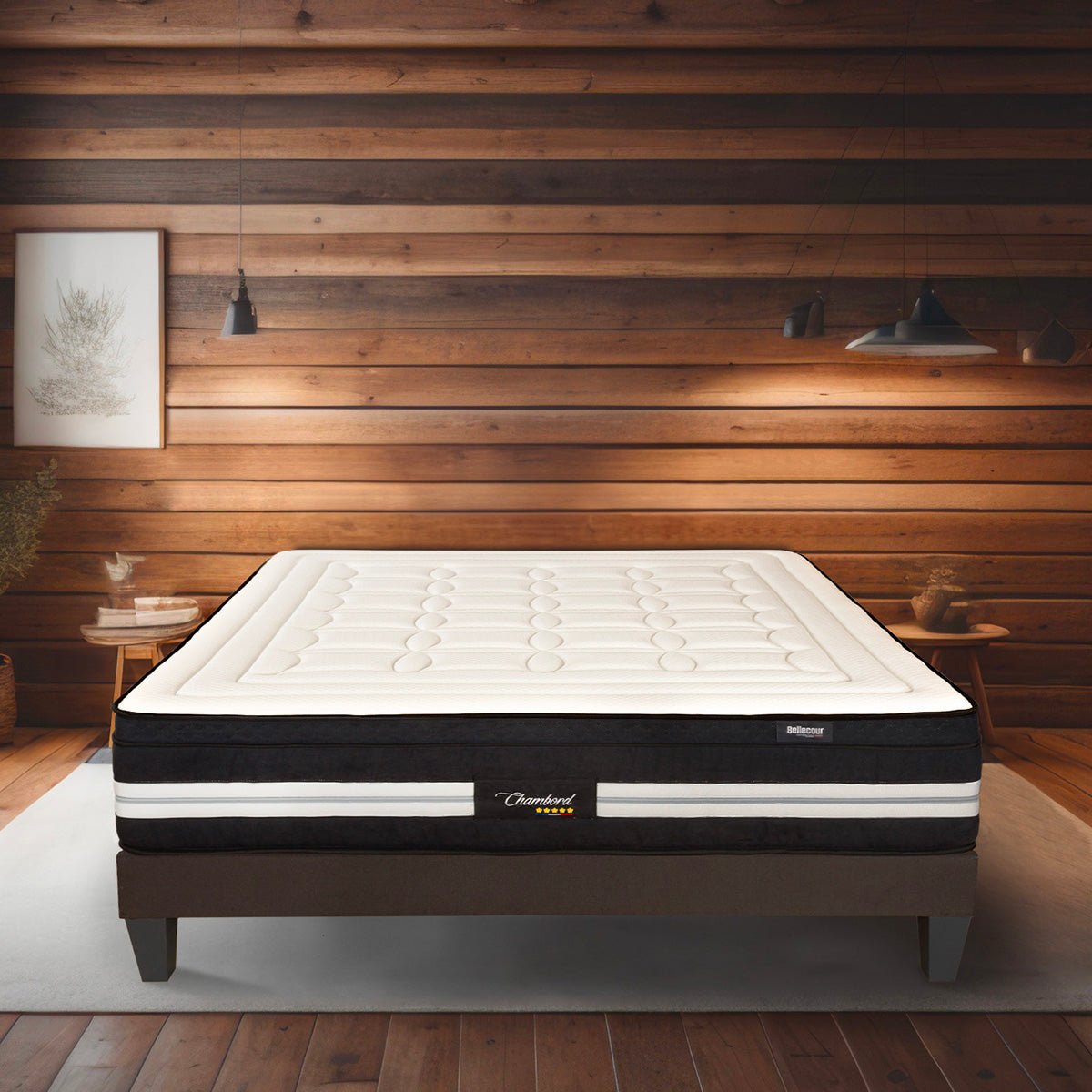Matelas Hybride 32 cm CHAMBORD - 180x200 cm blanc, BELLECOUR