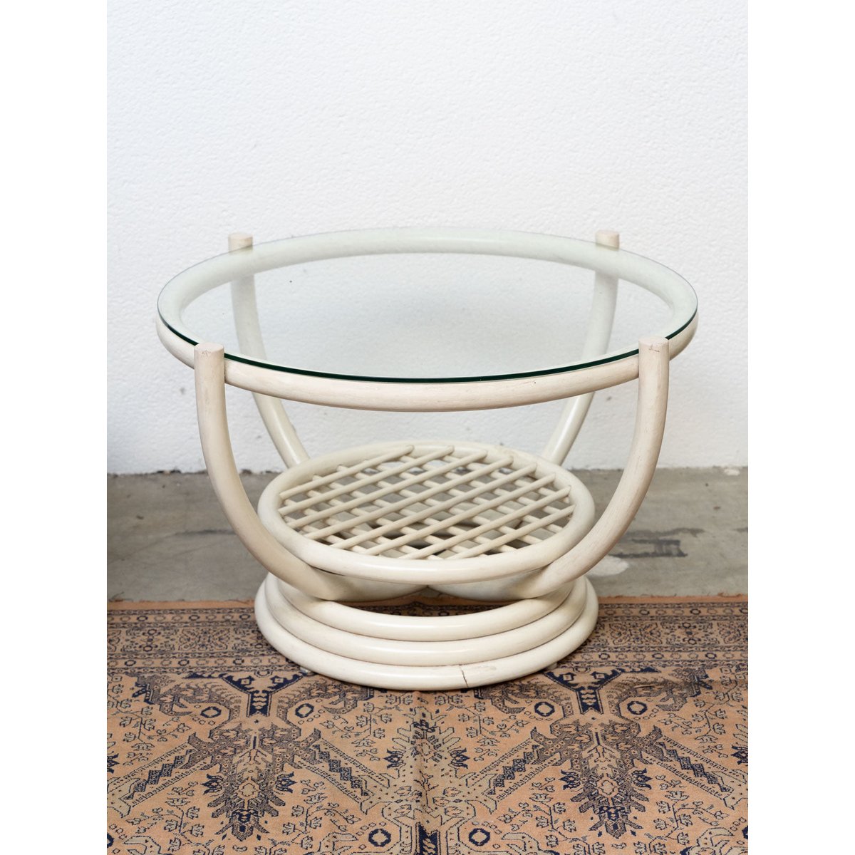 Table basse en rotin Léonie N°942 - Bon état blanc, DEBONGOUT