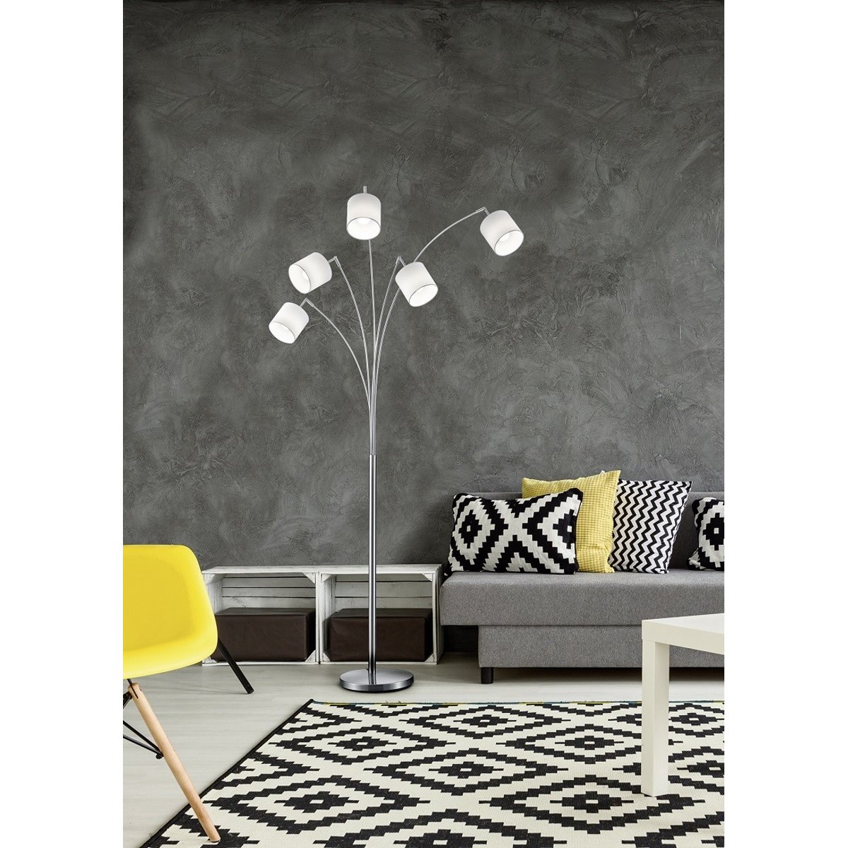 Lampadaire design en métal, TOMMY blanc, TRIO
