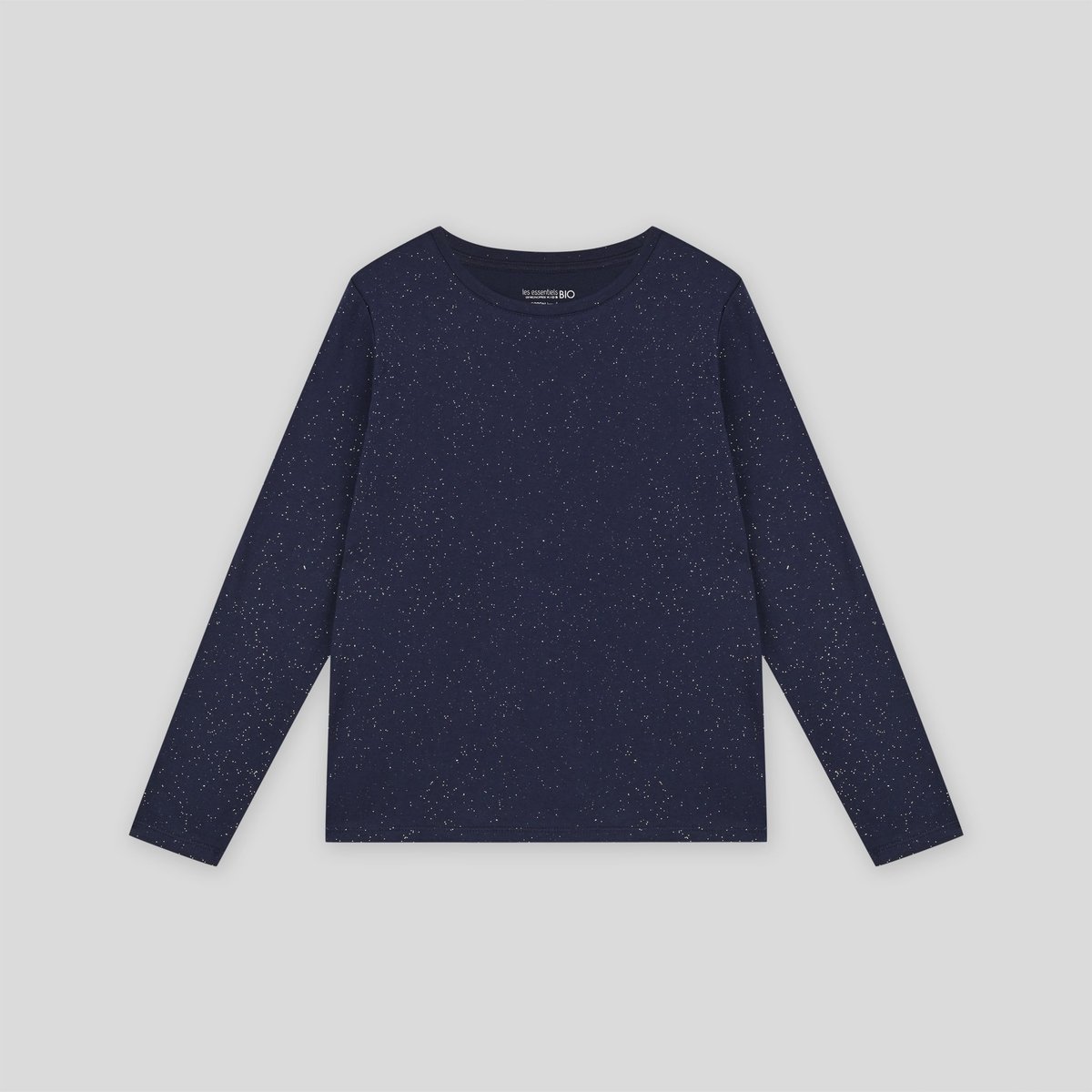 T.shirt pailleté manches longues, Coton BIO marine, MONOPRIX KIDS