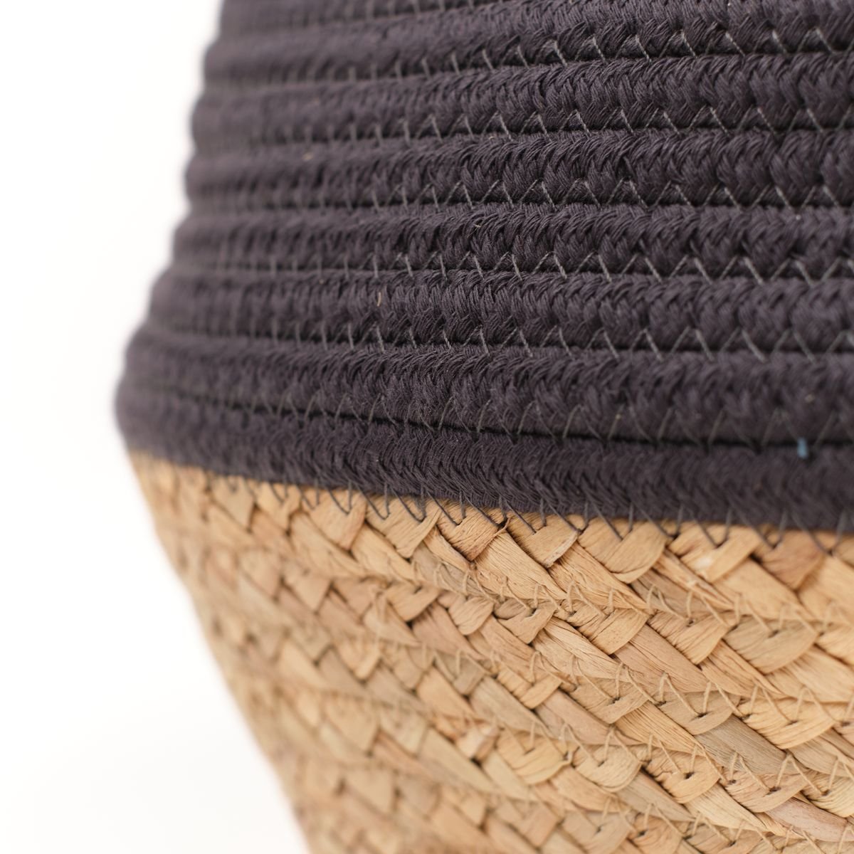 Panier rond tressé coton uni LA FACTORY gris anthracite, FACTORY