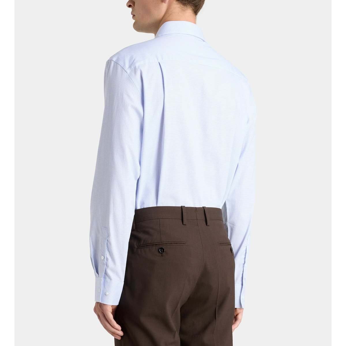Chemise confort asrcheck micro carreaux en coton bleu clair, GALERIES LAFAYETTE