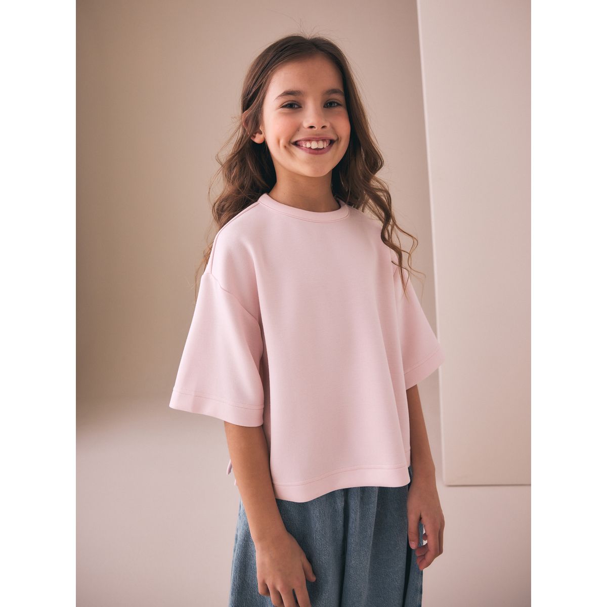 T-shirt droit oversize ultra-doux rose, NEXT