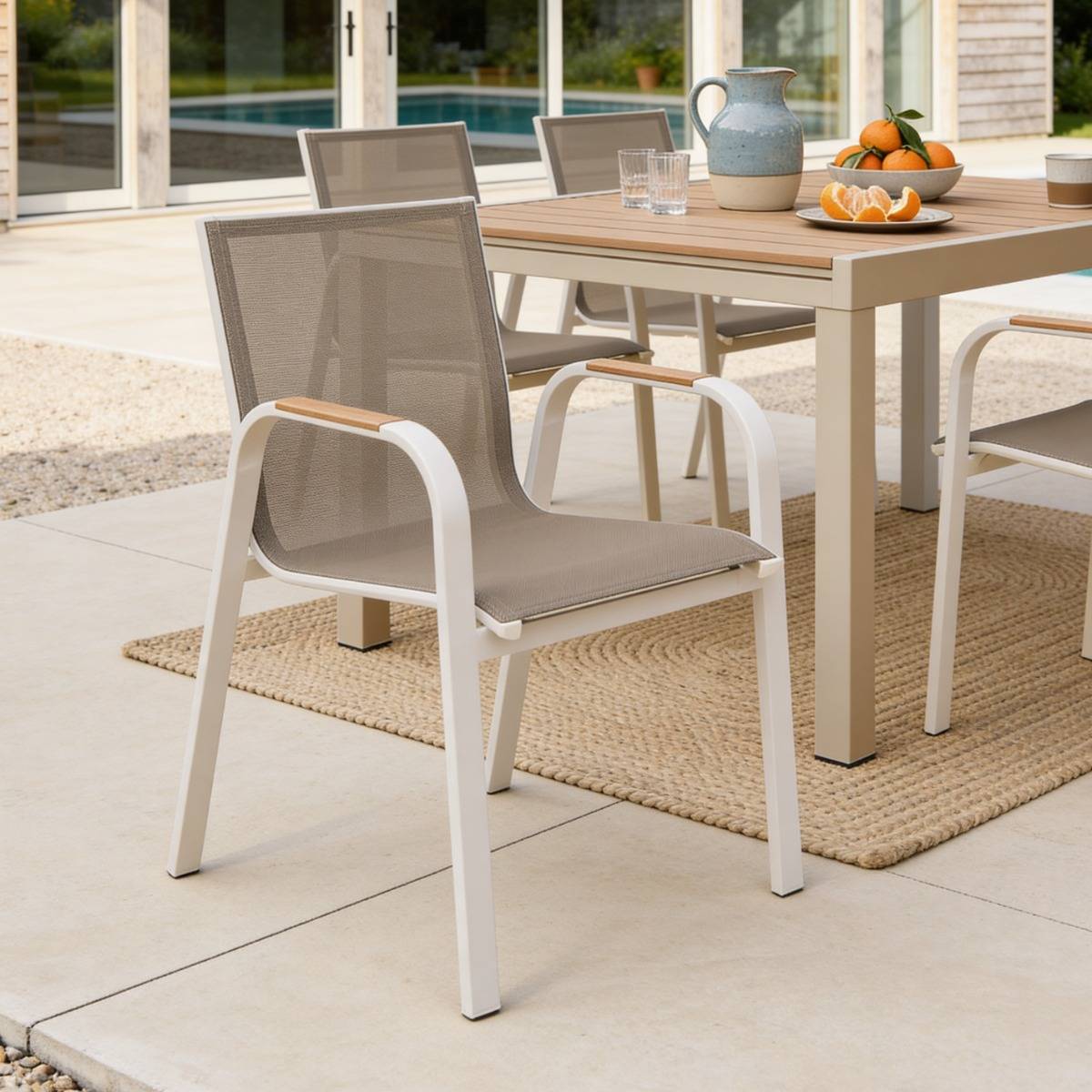 Lot de 2 chaises de jardin en aluminium AYDEN marron, MADE IN MEUBLES