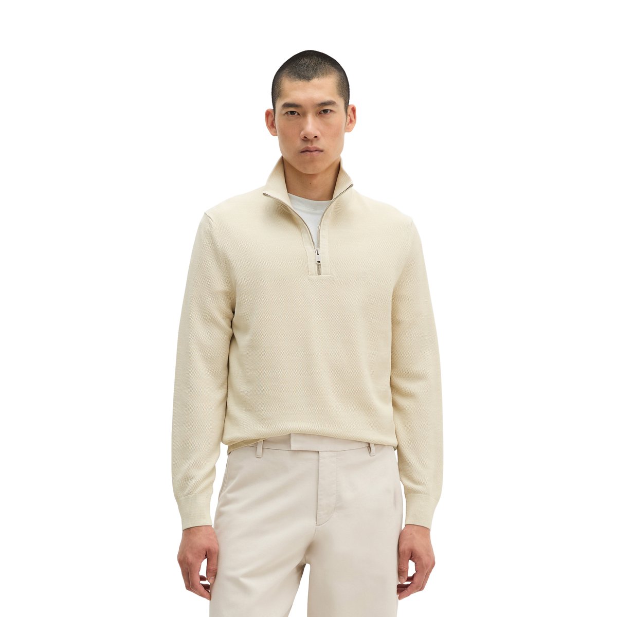 Troyer standard en piqué de coton biologique beige, MARC O'POLO