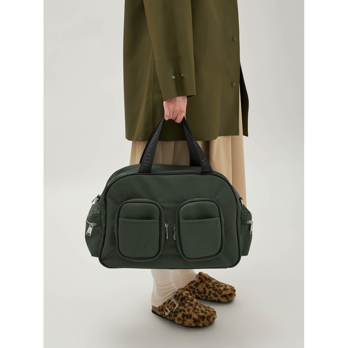 Sac bowling oversize Jill vert kaki, VANESSA WU