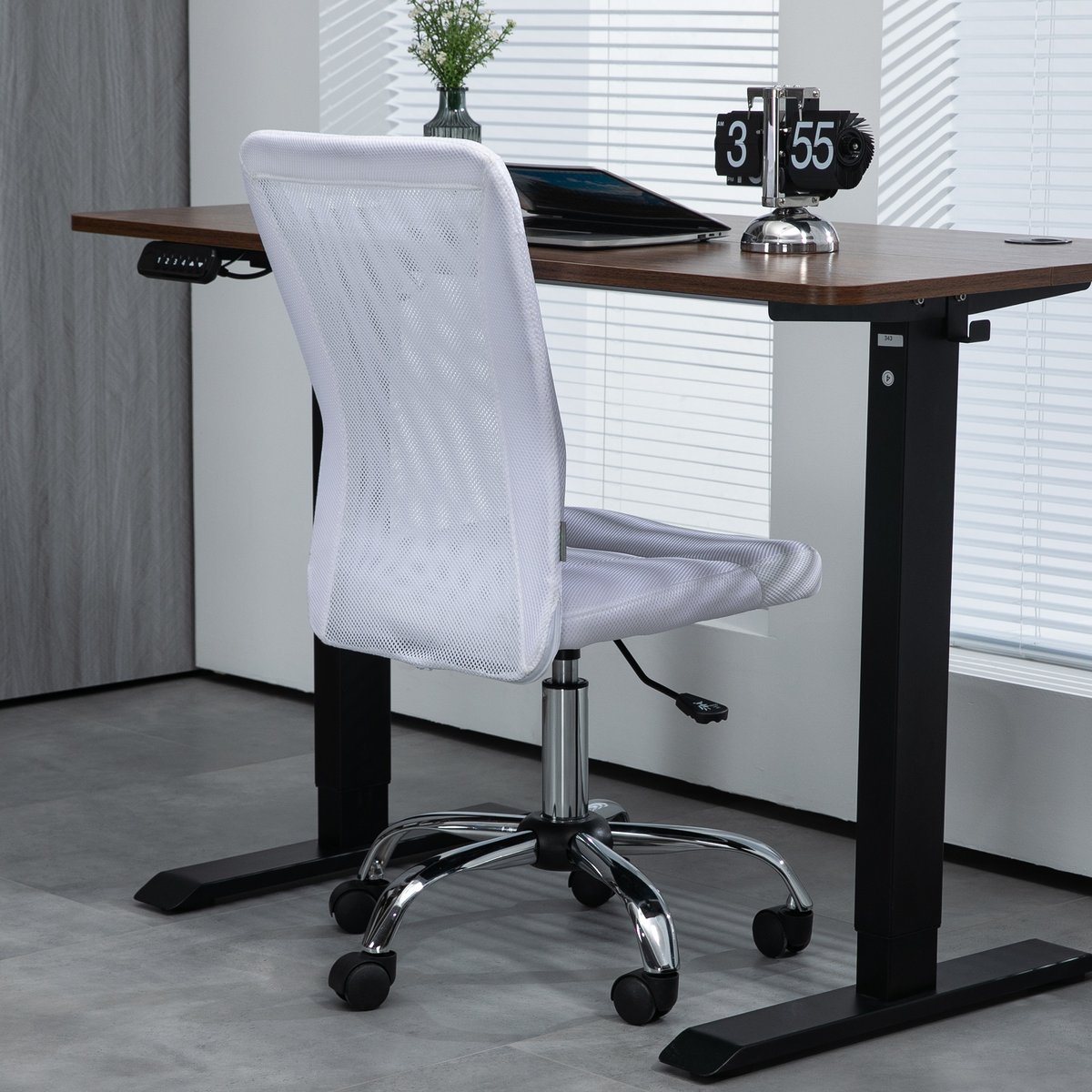 Chaise de bureau Polyester Blanc blanc, HOMCOM