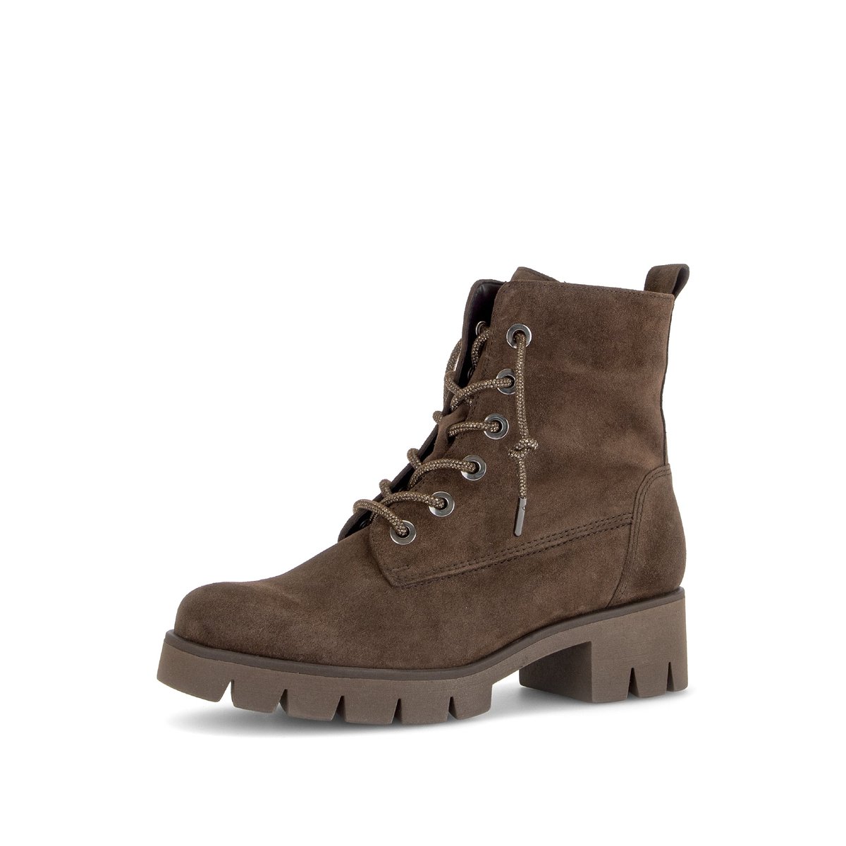 Bottines en cuir à talon décroché marron velours, GABOR
