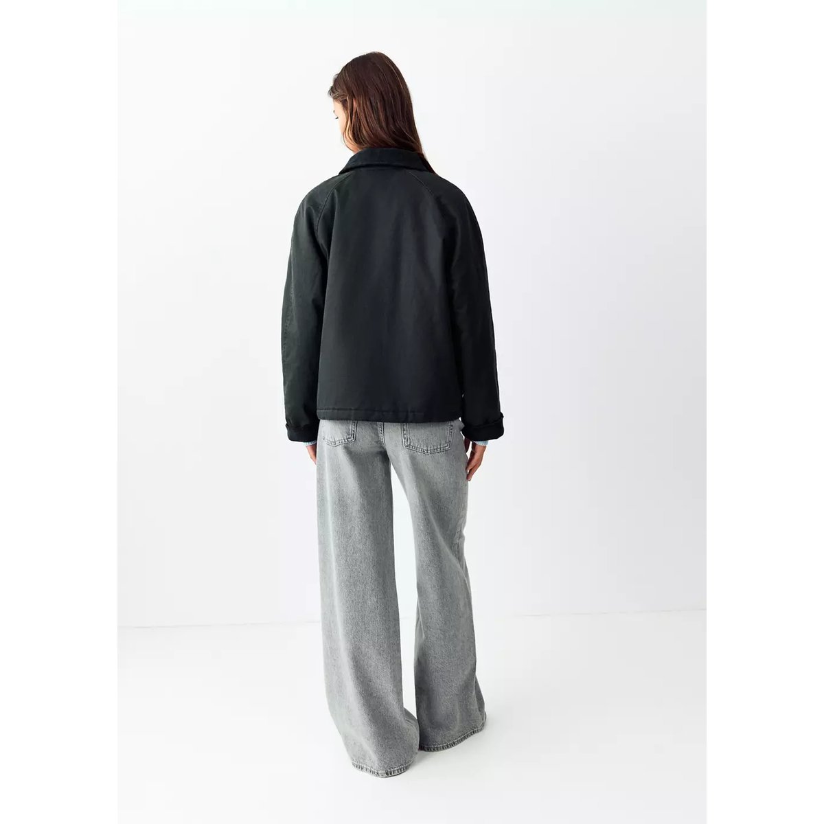 Parka oversize à col en velours côtelé bleu marine, MANGO TEEN