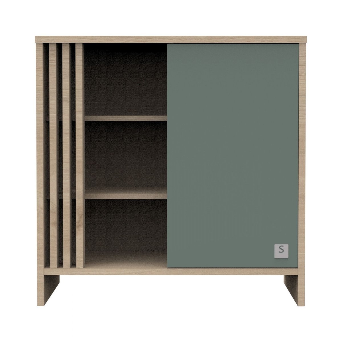 Commode porte et niches avec plan à langer amovible vert, SAUTHON