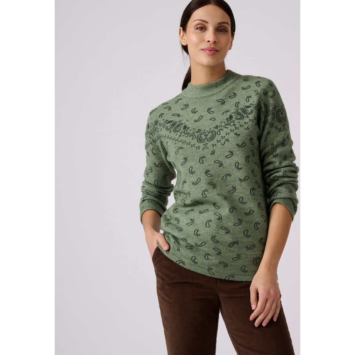 Pull imprimé vert, DAMART