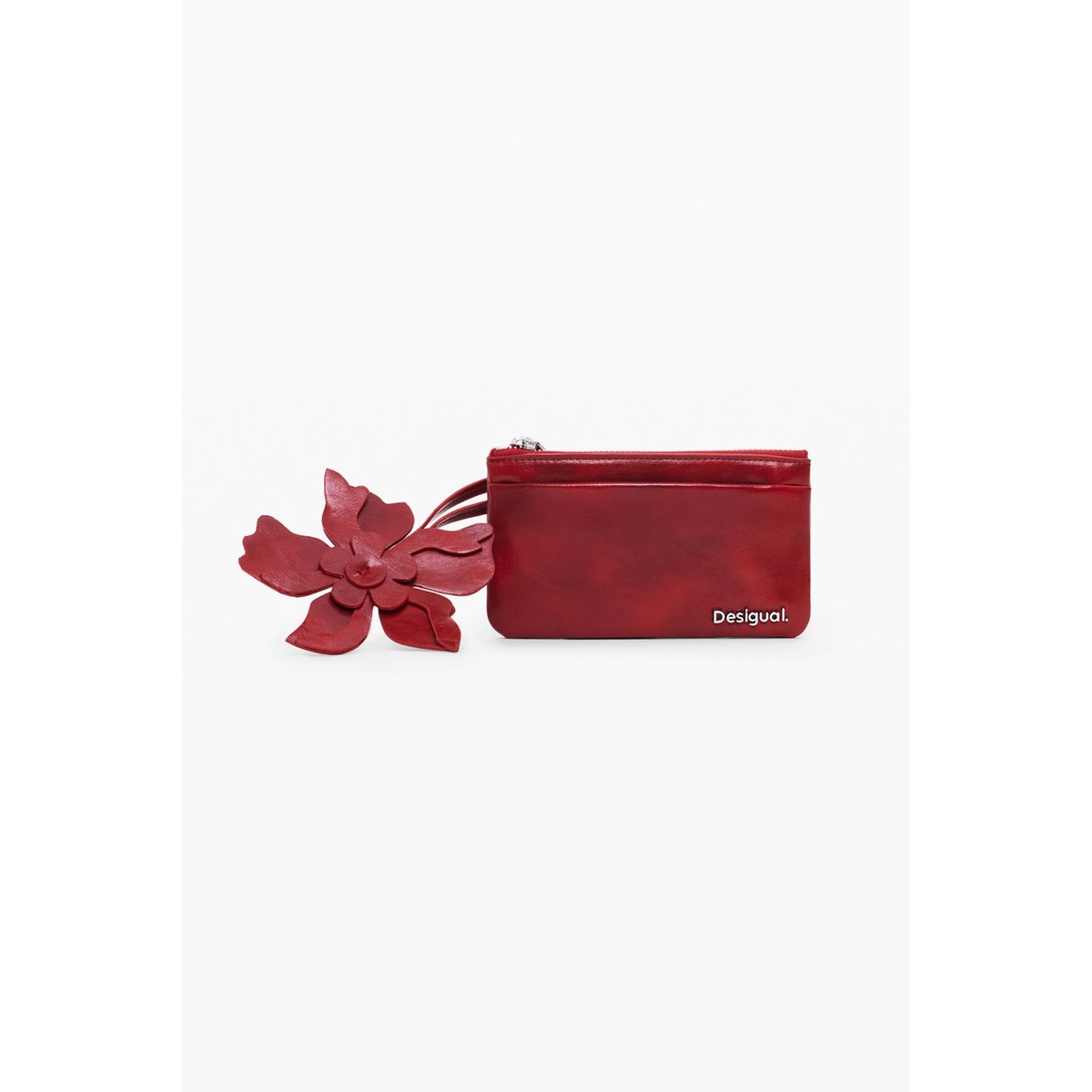 Petit porte-cartes brillant effet cuir rouge, DESIGUAL