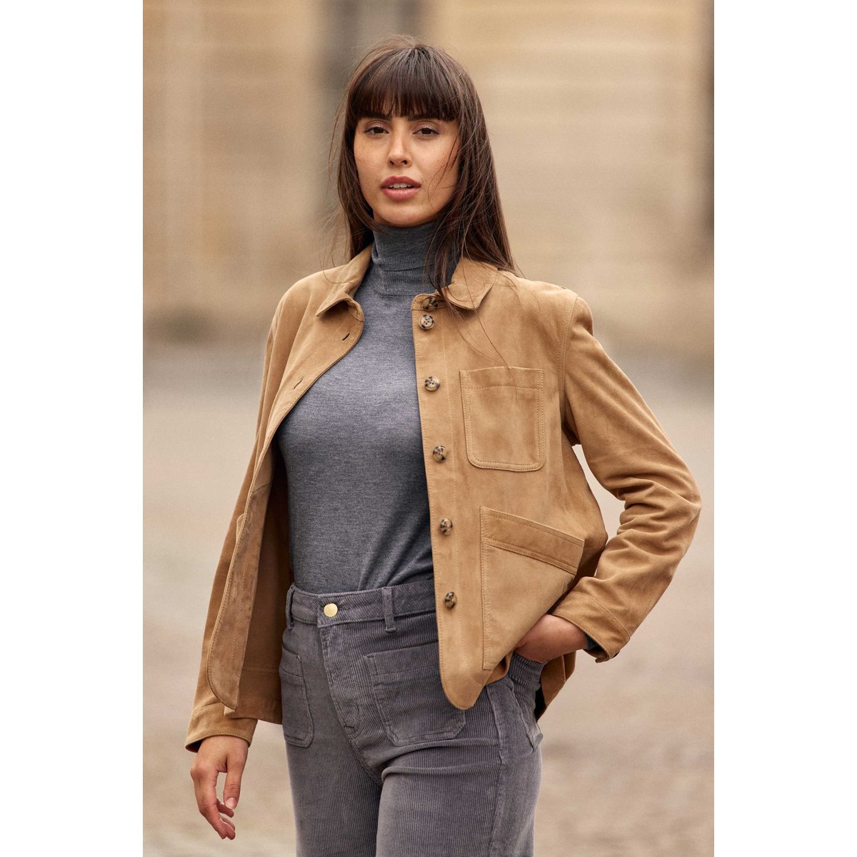 Veste col chemise uni FAULINE 13-beige, LA PETITE ETOILE
