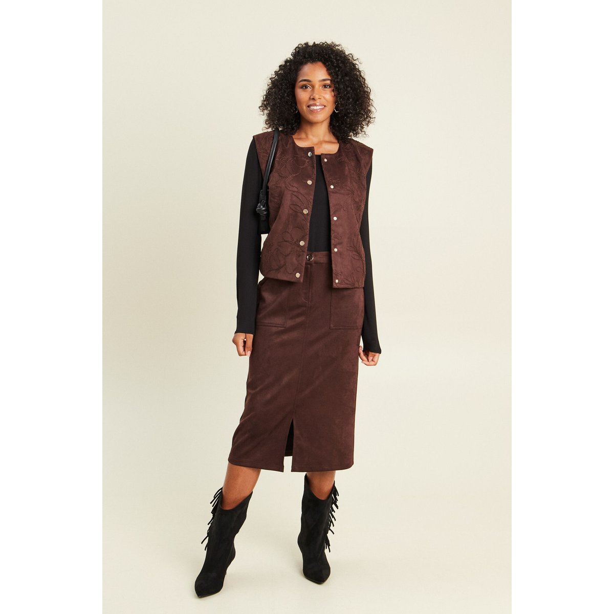 Veste sans manches doublée marron foncé, BREAL