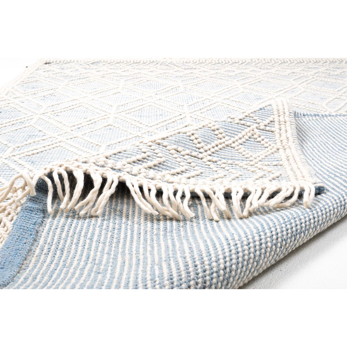 Tapis de salon en style scandinave - COLORED MACRAMÉ bleu, TOM TAILOR