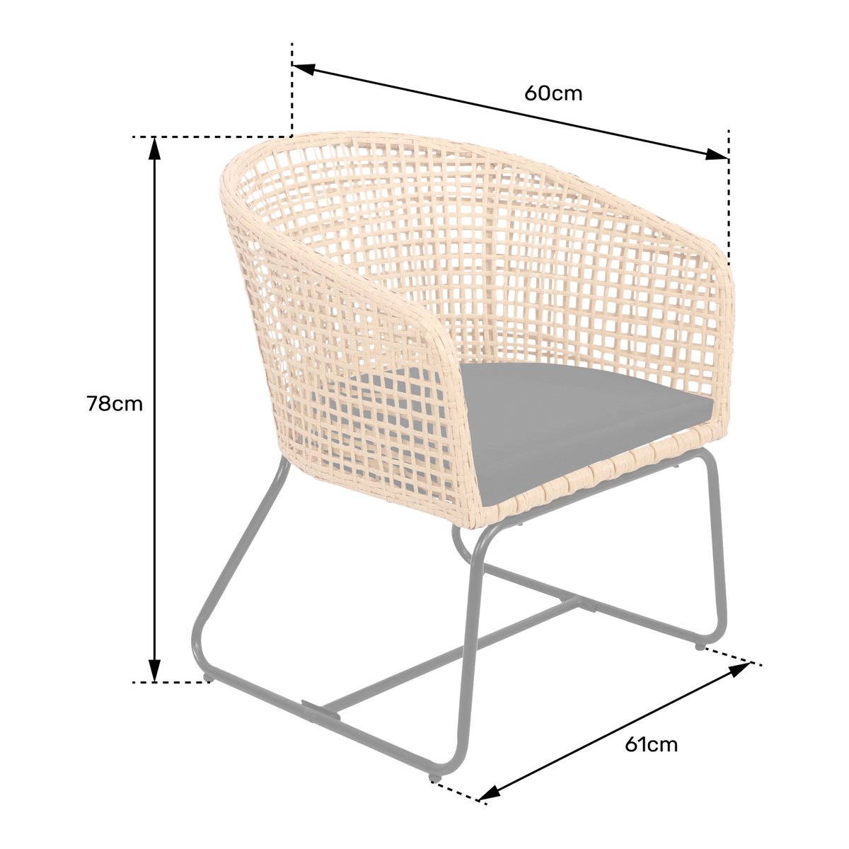 Lot de 2 fauteuils en rotin synthétique, RINA naturel, noir, HAPPY GARDEN