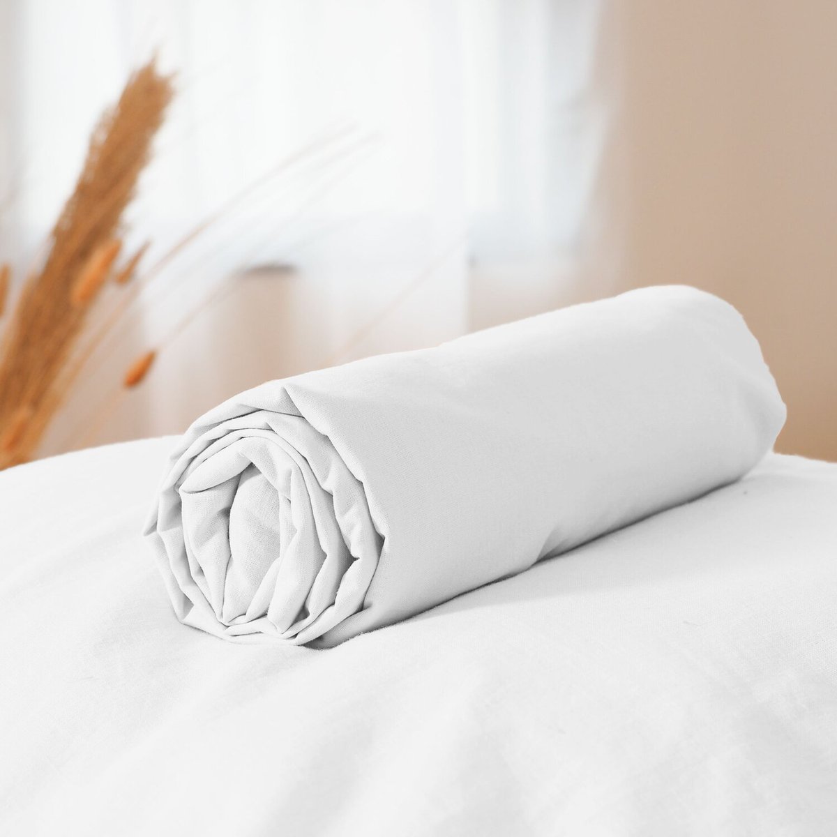 Drap housse bonnet:25 coton lavé uni, MENO blanc, C DESIGN HOME TEXTILE