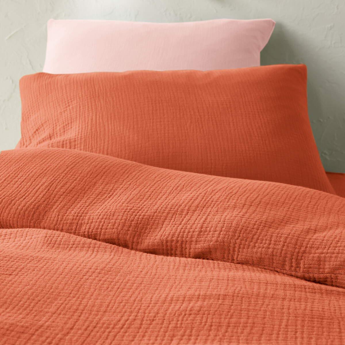 Housse de couette enfant unie gaze de coton, Kumla orange, LA REDOUTE INTERIEURS