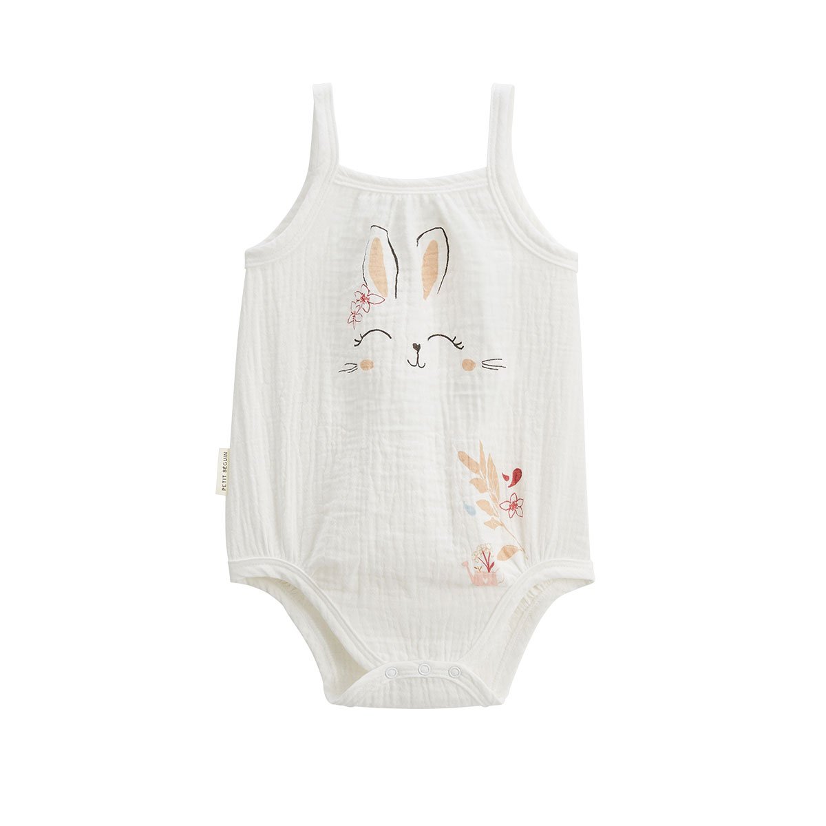 Lot de 2 barboteuses bloomer bébé en gaze de coton Praline ecru, PETIT BEGUIN