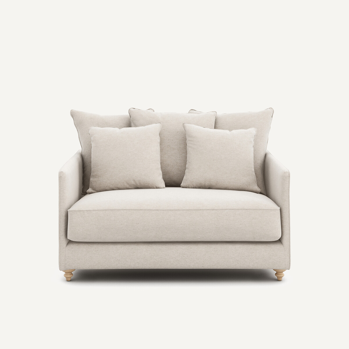 2-Sitzer-Sofa, umwandelbar, aus meliertem Leinen, LAZARE elfenbein, AM.PM