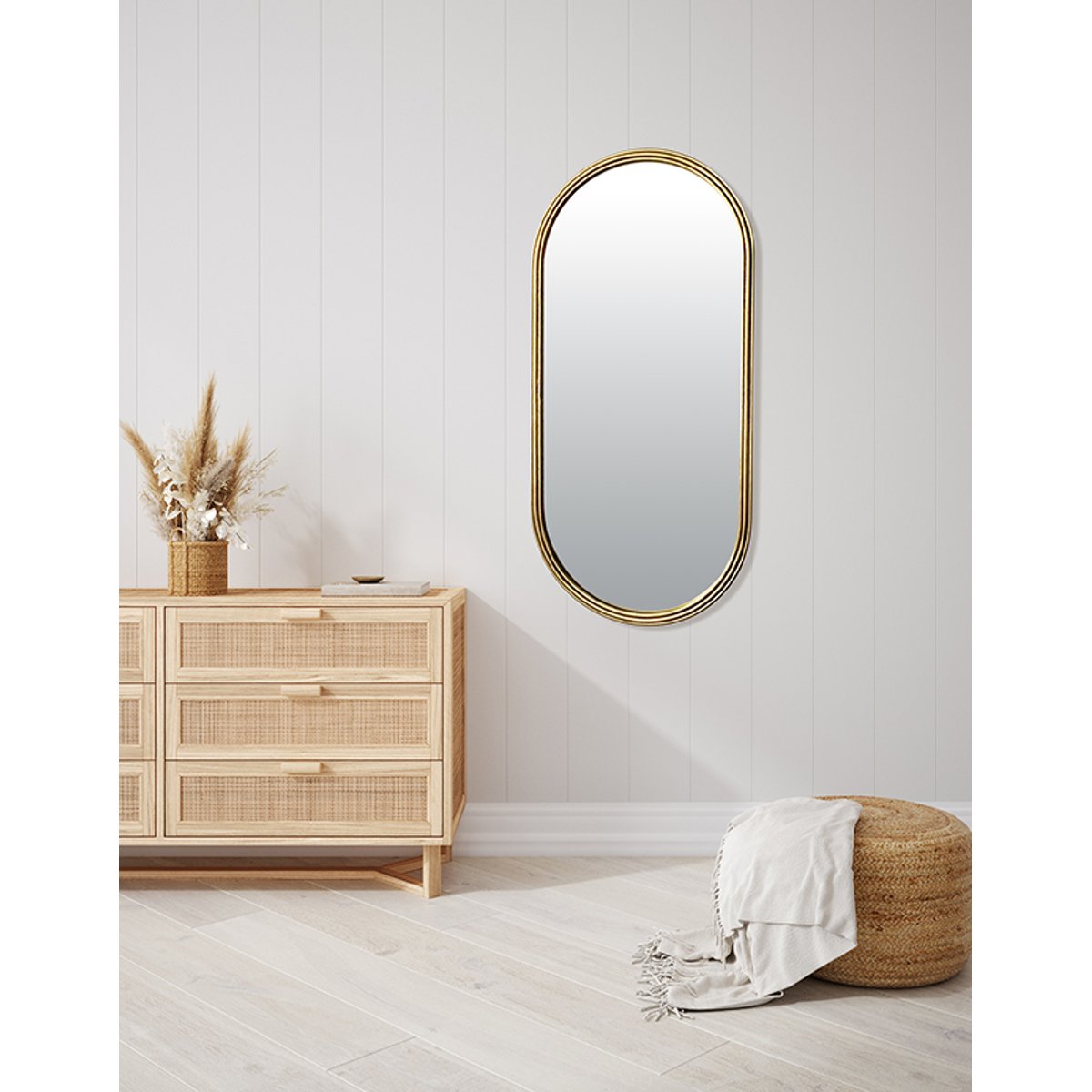 Miroir métal oblong épais 60x130cm or, EMDE