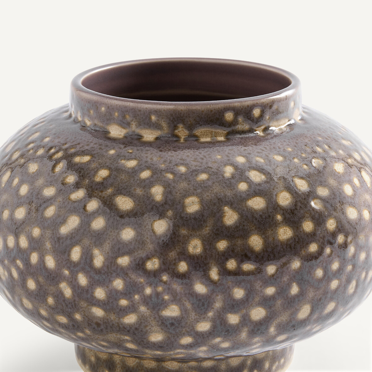 Vase rond en céramique émaillée tachetée, hauteur 12,5 cm, LECCIA violine mouchetée, AM.PM