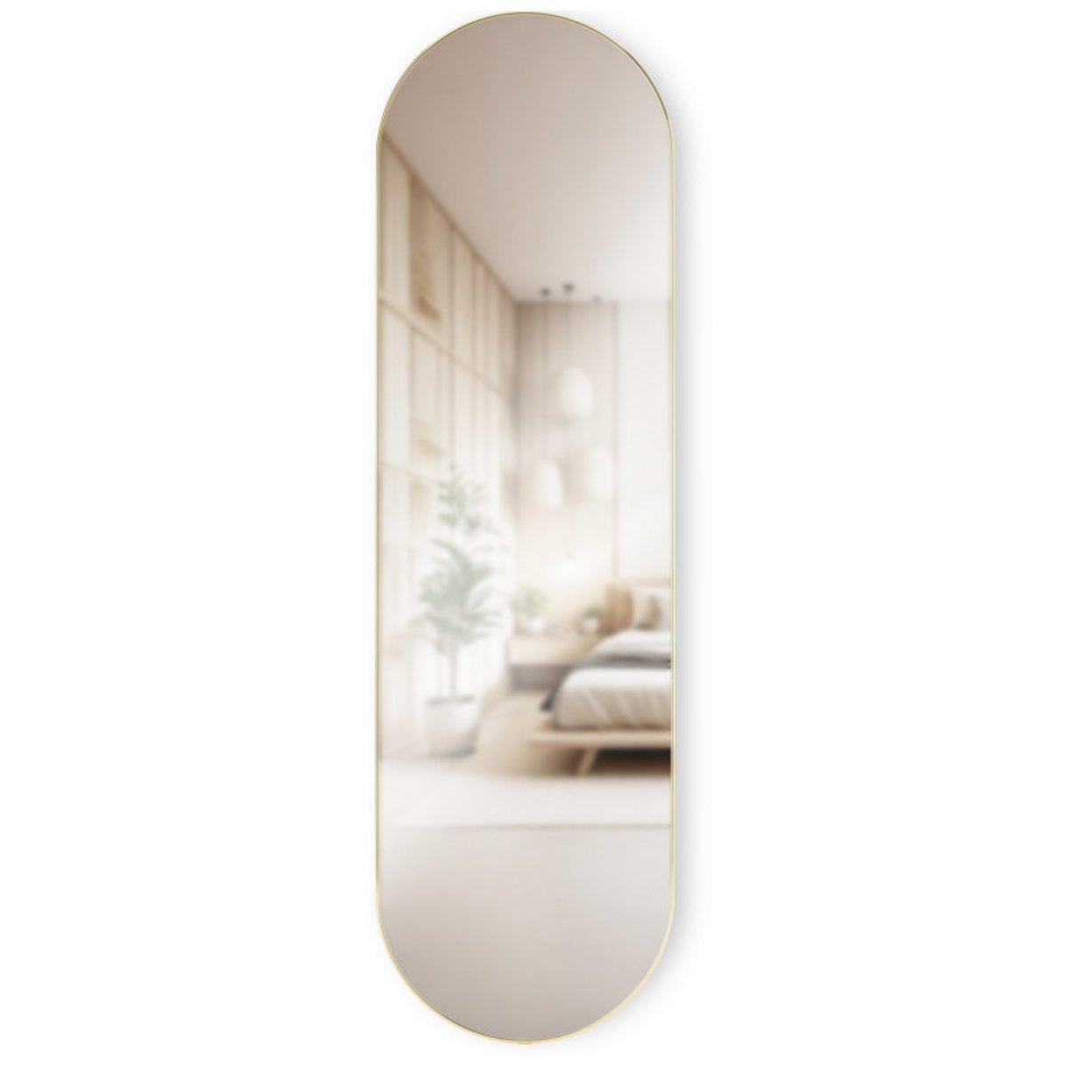 Grand miroir mural ovale métal HUBBA PILL laiton, UMBRA