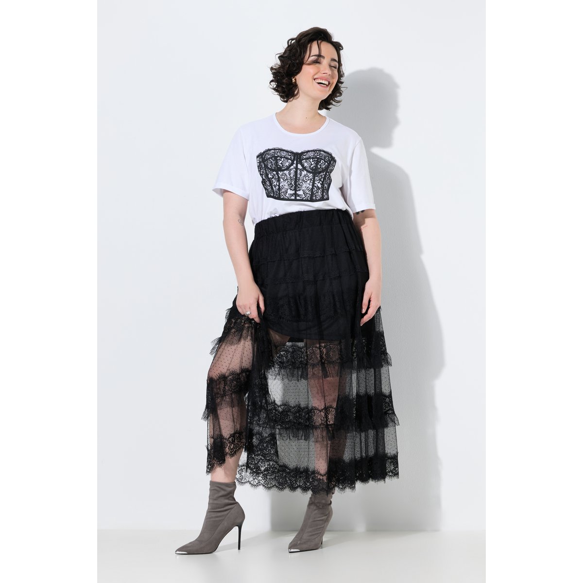 Jupe longue en dentelle noir, ULLA POPKEN