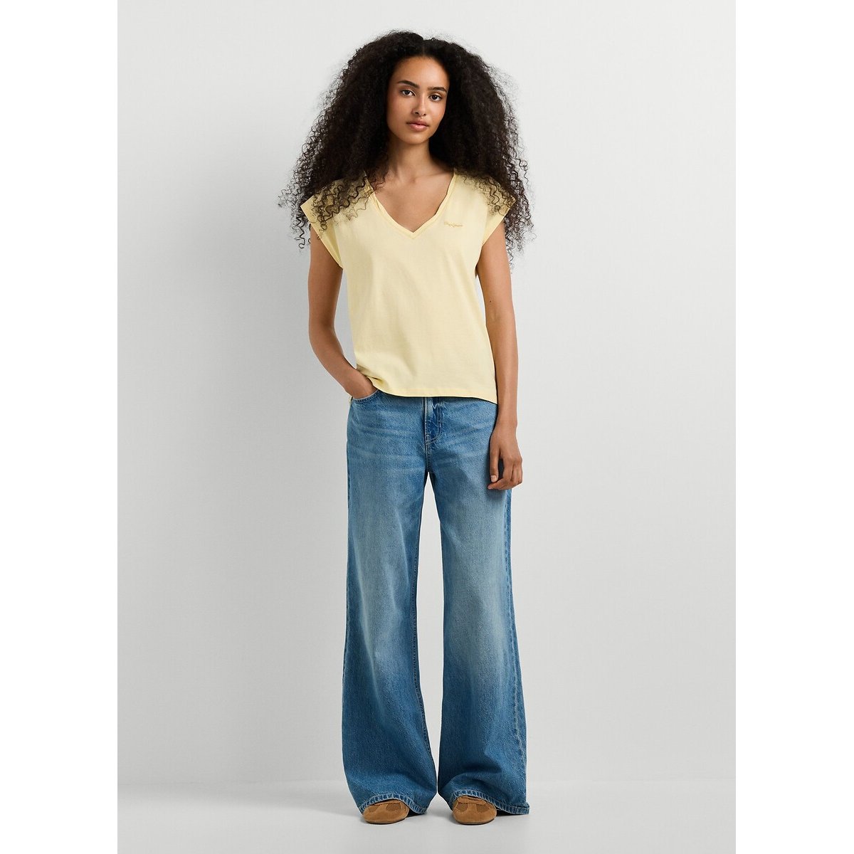 V-Neck Short Sleeve T-Shirt yellow, PEPE JEANS