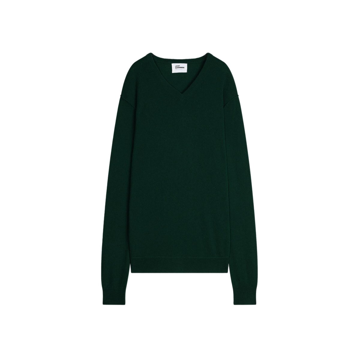 Pull Col V Cyprès Tom vert foncé, JUST CASHMERE