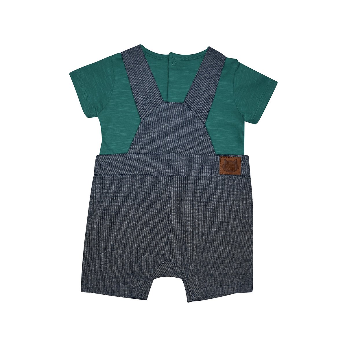 Tshirt salopette lelian court bebe bleu, SUCRE D'ORGE