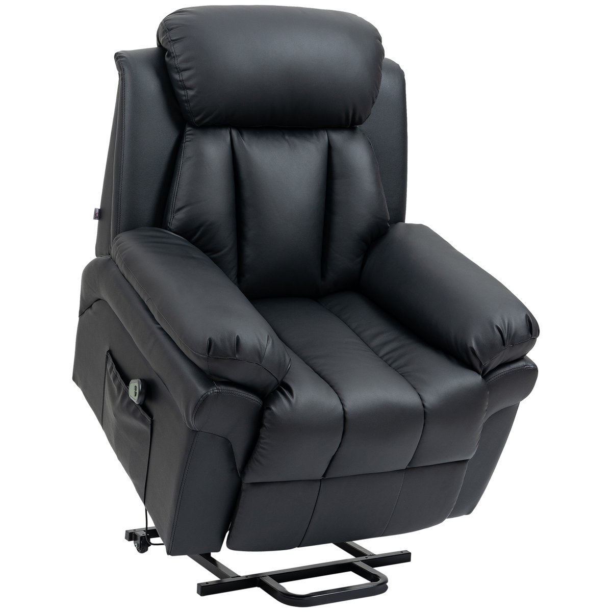 Fauteuil releveur inclinable avec repose-pied ajustable - revêtement synthétique noir, HOMCOM
