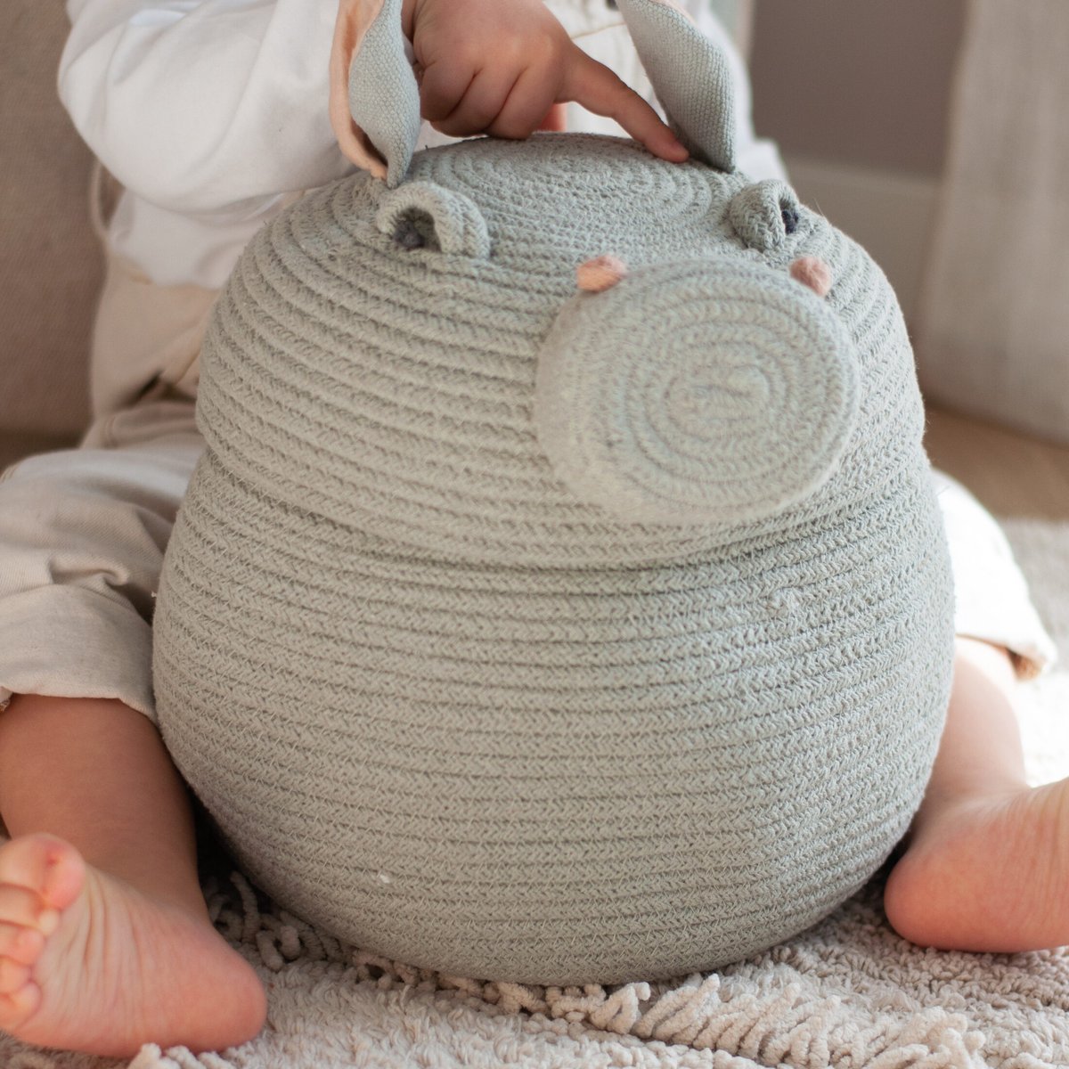 Panier Henry l'Hippopotame ANIMAL CREW bleu, LORENA CANALS