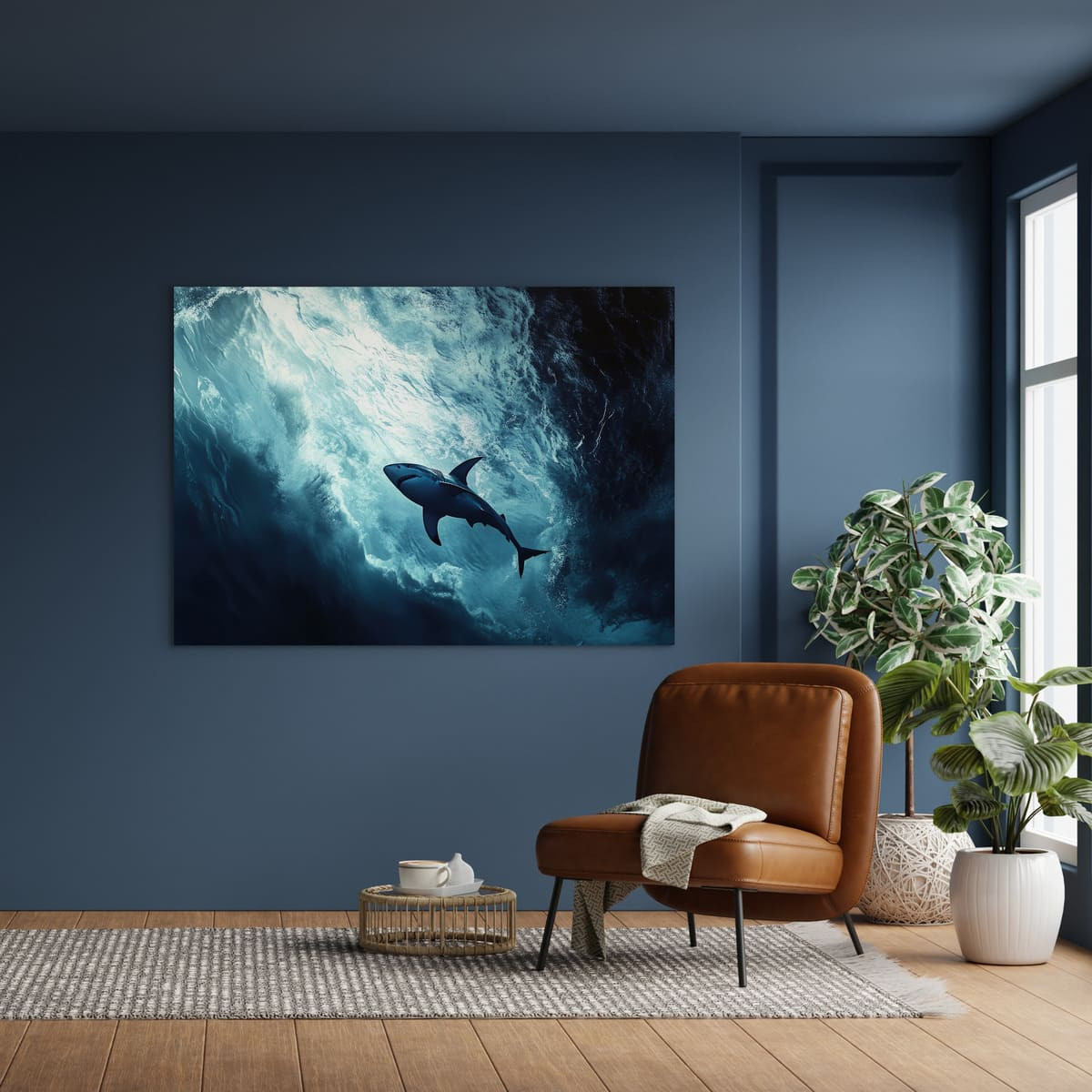 Tableau Mural Requin Majestueux MER tableau en verre synthétique, CEANOTHE