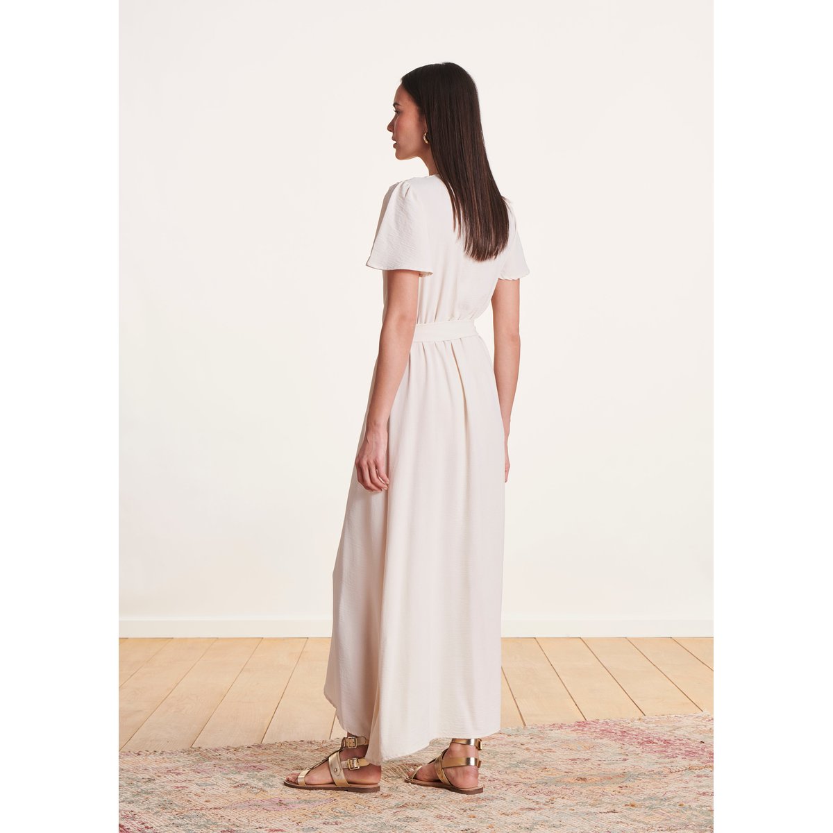 Robe longue faux portefeuille ecru, LA FEE MARABOUTEE