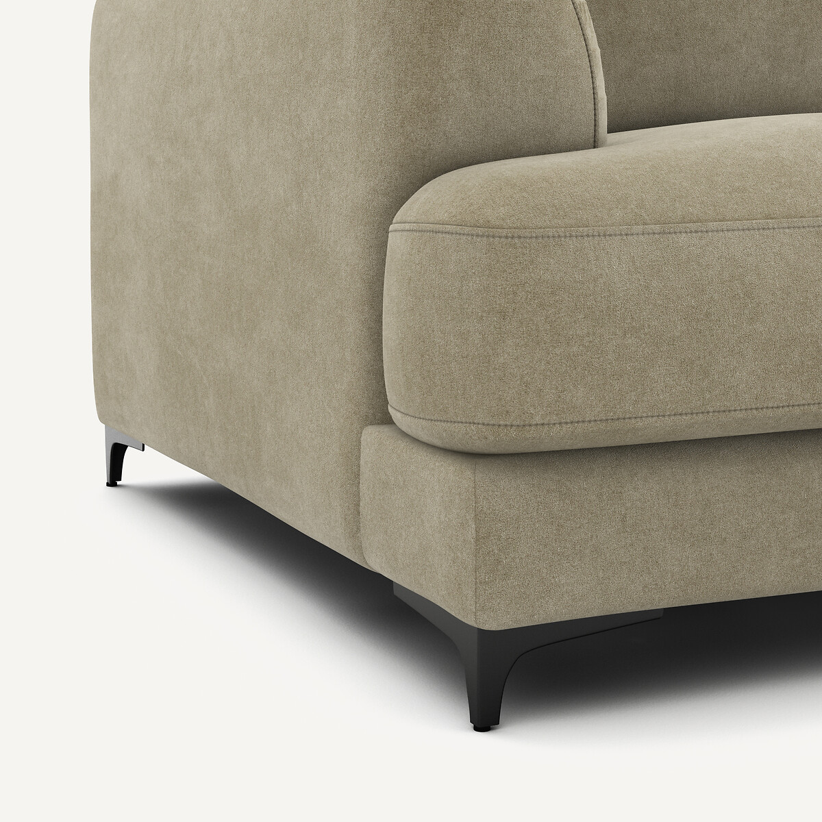 Canapé 3P convertible velours stonewashed, Marsile gris shiitaké, AM.PM