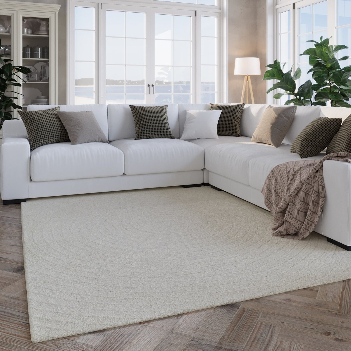 Tapis texturé en relief cerclé , HAMPTONS NINETEEN blanc crème, WECON HOME