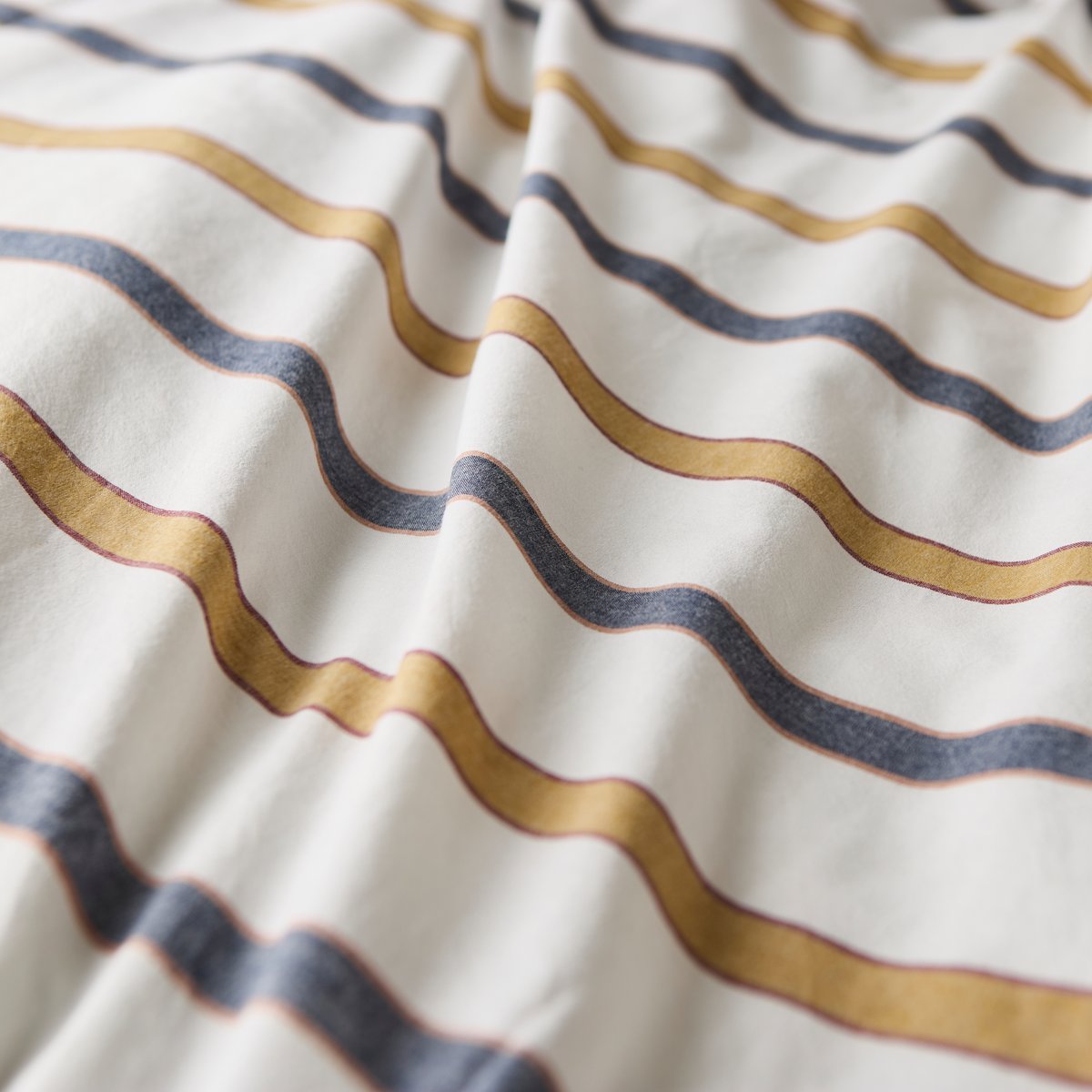 Housse de couette coton ORIGINE ivoire rayure bicolore, CARRE BLANC