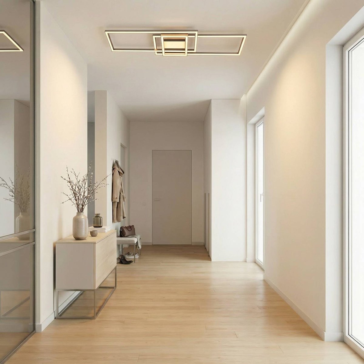Plafonnier en aluminium moderneLED, Mairin nickel mat, LINDBY