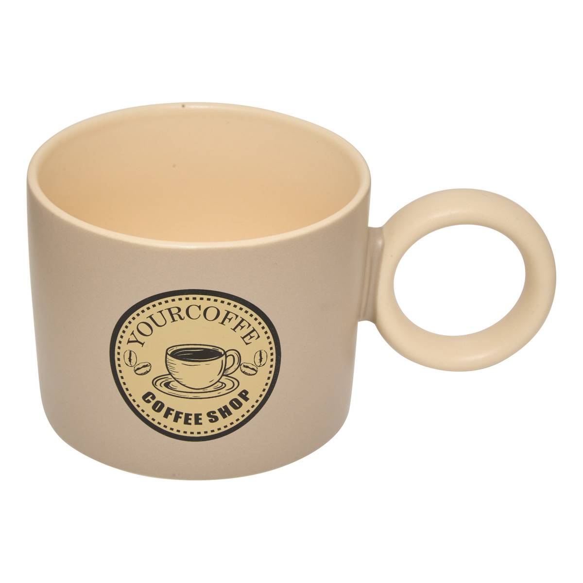 Mug en grès anse ronde 360ml CENTRAL PARK marron, ATMOSPHERA