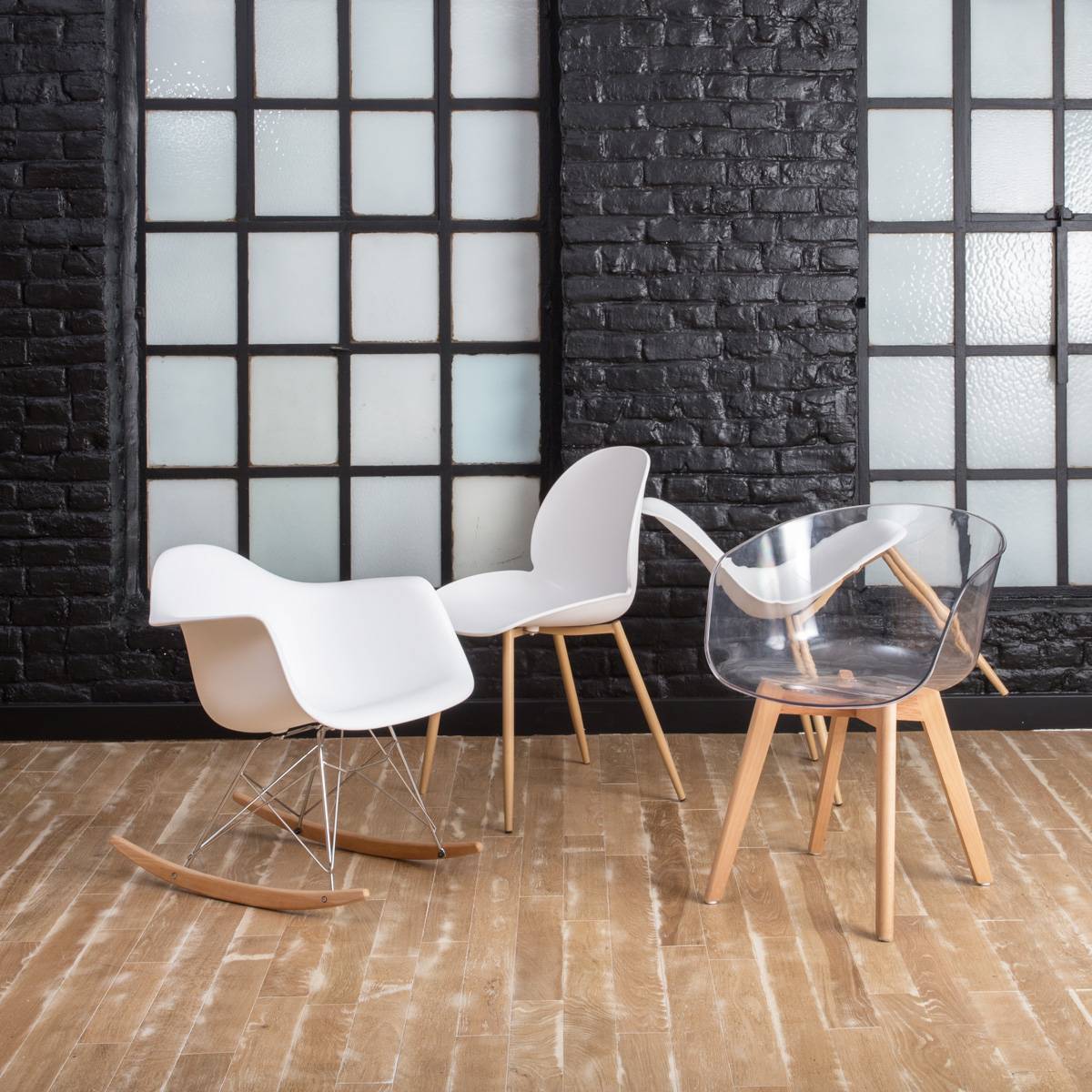 Lot de 2 chaises en plastique MARIUS blanc, MADE IN MEUBLES