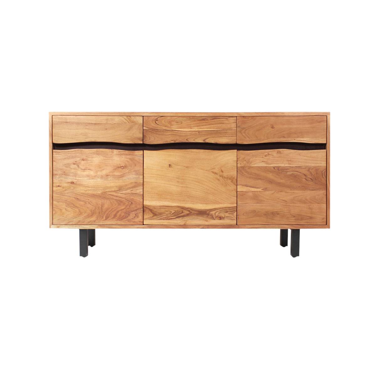 Buffet en bois d'acacia et métal MAHÉ noir, MADE IN MEUBLES
