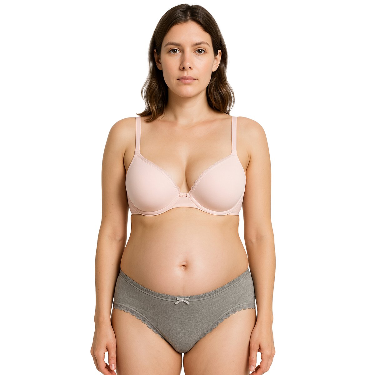 Lot de 2 soutiens-gorge grossesse et allaitement gris chiné + rose, ENVIE DE FRAISE