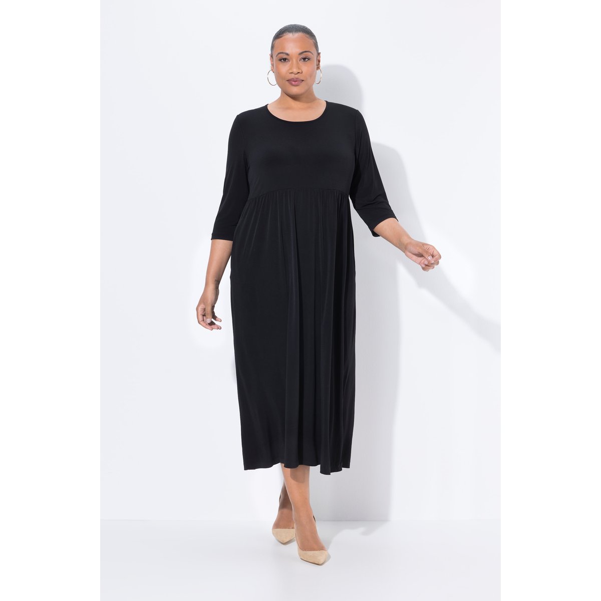 Robe maxi en jersey, avec poches noir, ULLA POPKEN