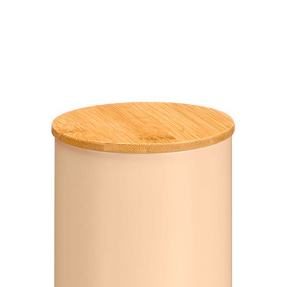 Bocal rond en métal beige avec bouchon bambou spaghetti 12x12x30cm beige, WADIGA