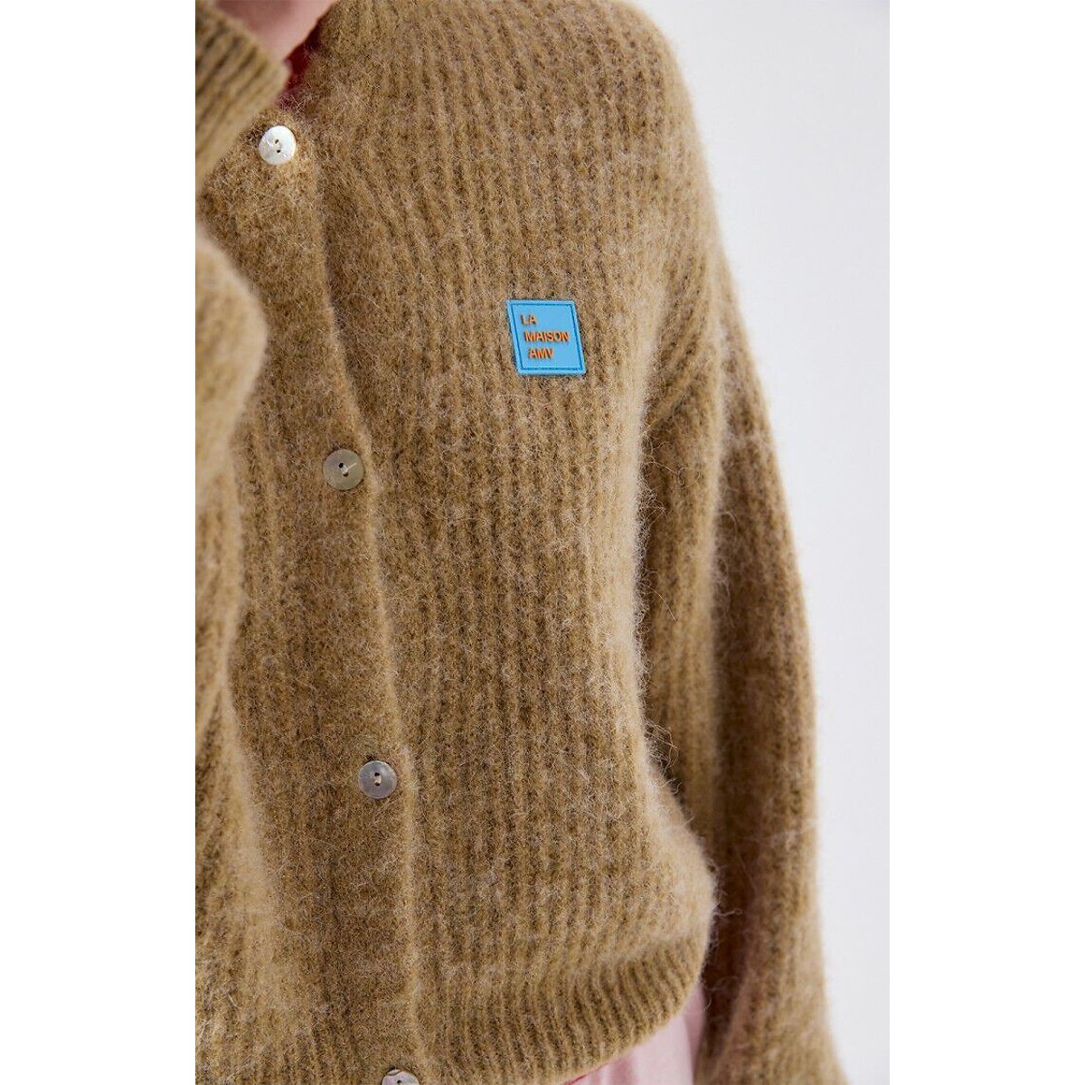 Gilet manches longues à col montant, EAST sable chiné, AMERICAN VINTAGE