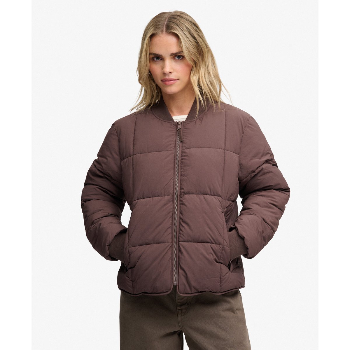 Veste Matelassée Large Box marron grain de café, SUPERDRY