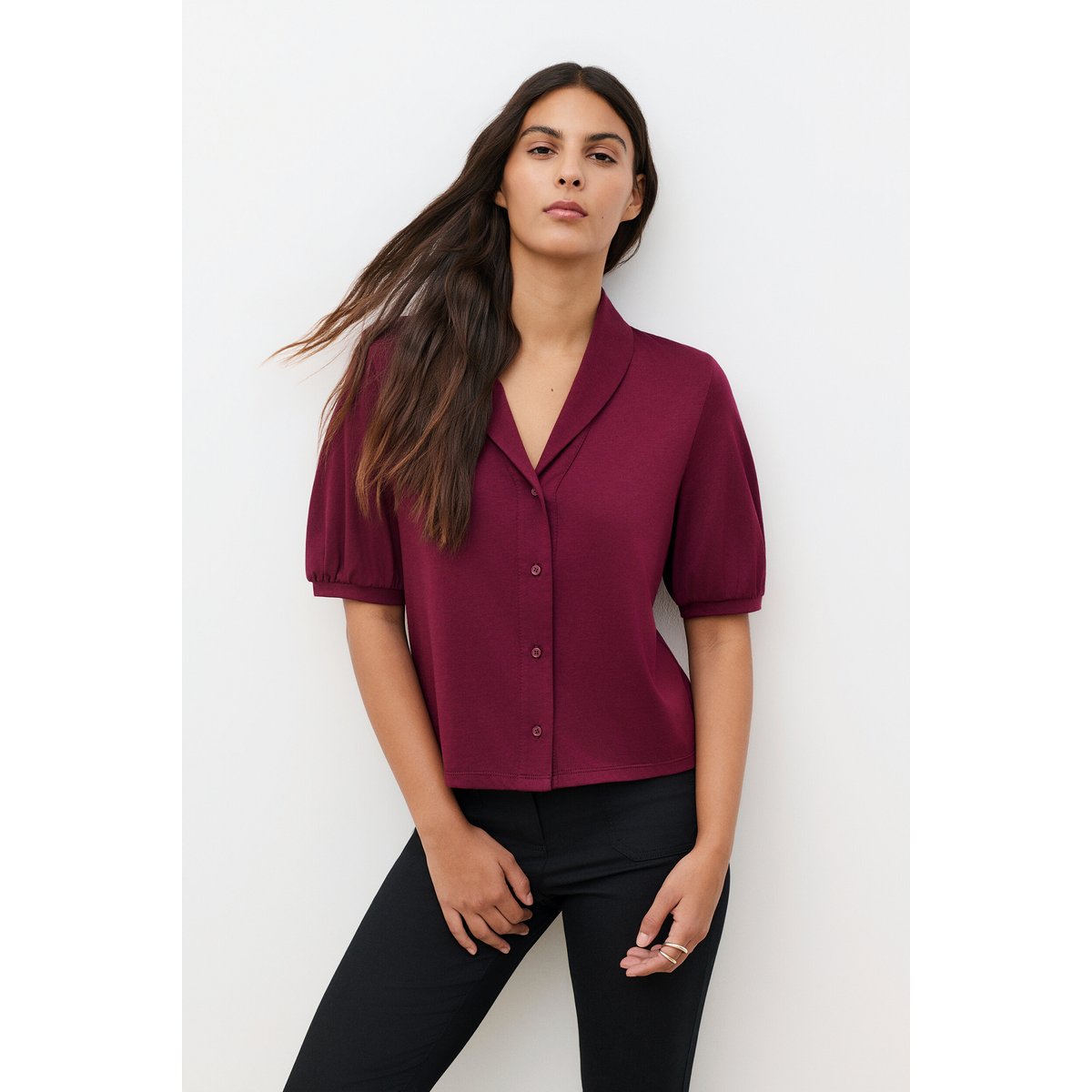 T-shirt coupe droite T-SHIRT TMARI-UNI bordeaux, CAROLL